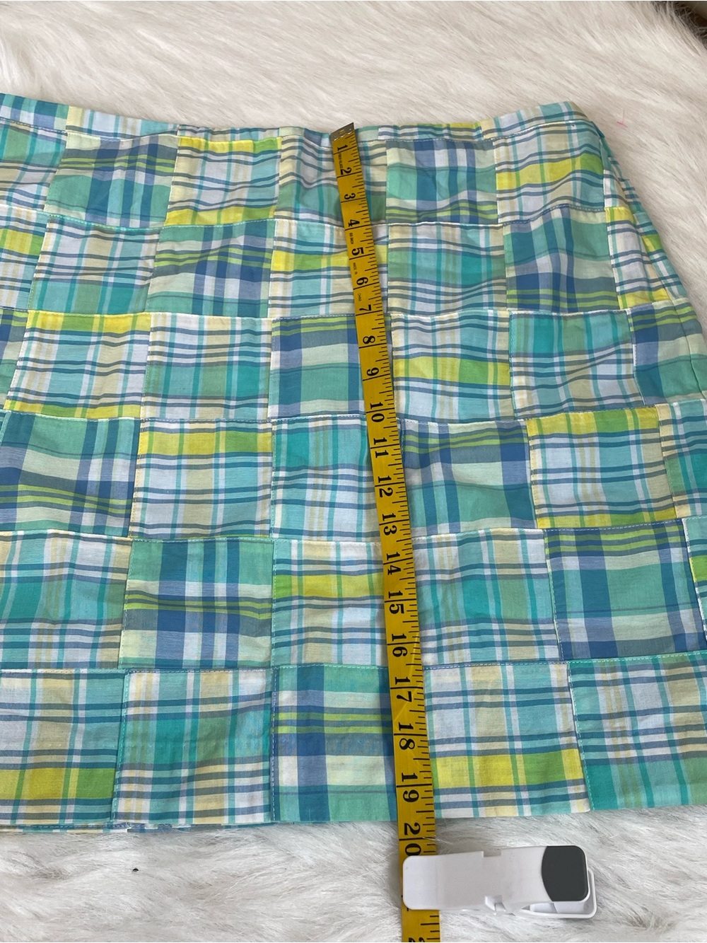 Talbots Madras Plaid Patchwork Mini Skirt in Aqua and Yellow 12 - Picture 10 of 12